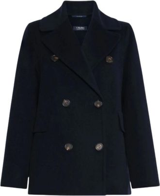 Max Mara Jassen, Dames, Blauw, S, Double-Breasted Coats