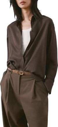 Mango Straight Button-Up Shirt in Brown at Nordstrom, Size 10