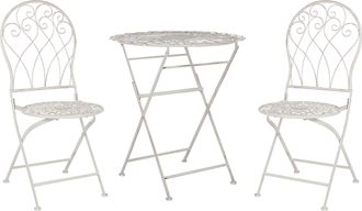 Beliani Beliani - Conjunto De Balc&oacute;n 2 Plazas De Metal Blanco Crema Mesa Sillas Desgastado Stiffe
