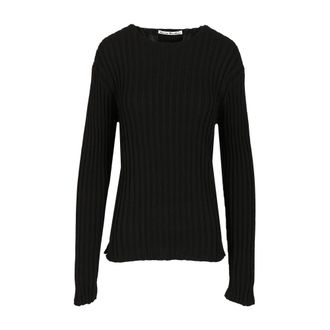 Acne Studios Ribbed Crewneck - female - Acne Studios - Round-neck Knitwear - Black - S - Knitwear