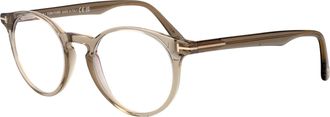 Tom Ford FT5557-B Clear-Lens Round Eyeglasses - Brown