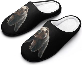 Generic Bear Roaring Funny Mens Cotton Slippers Soft Non-Slip Rubber Sole House Slipper Indoor Outdoor