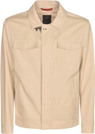 Fay Zip-Up Over Shirt Jacket - Heren - Zomerjassen - Beige - S - Wol - Jassen