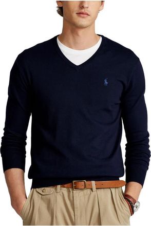 Ralph Lauren V-hals gebreide kleding - Heren - V-hals truien - Blauw - S - Katoen - Truien & Vesten