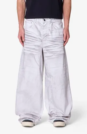 mnml Ultra Wide Stained Wide Leg Jeans in White at Nordstrom, Size 38