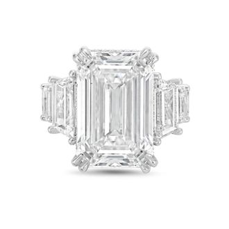 Diana M. Jewels Platinum Lab grown 15ct Emerald Cut Diamond hidden halo fashion ring