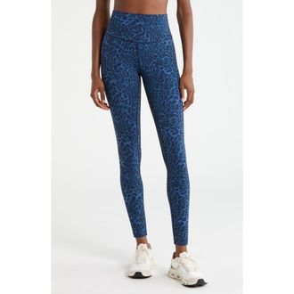 Lord & Taylor Print Sculpt Leggings in Navy Blazer Leopard at Nordstrom, Size X-Small