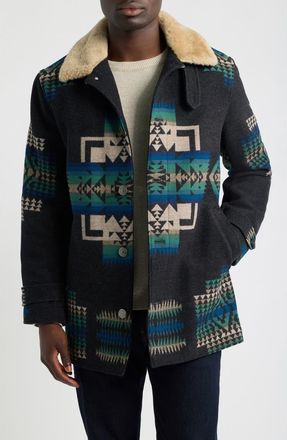 Pendleton Brownsville Wool Coat with Faux Shearling Collar in Chief Joseph Oxford at Nordstrom, Size Xx-Large