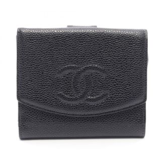 Chanel Black Grained Calfskin Wallet (Bi-Fold) (Pre-Owned)