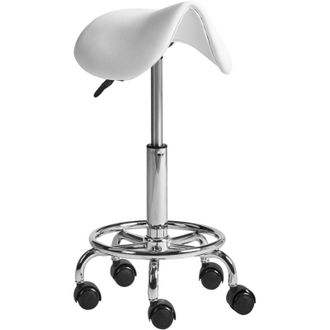 Beliani Saddle Stool DUMONT Faux Leather White