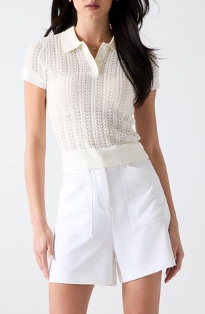 Guess Pointelle Polo Sweater in Dove White at Nordstrom, Size X-Small