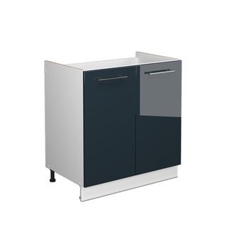 Vicco Armario Bajo Para Fregadero Fame-line, Azul Oscuro Alto Brillo, 80 Cm Sin Encimera Vicco