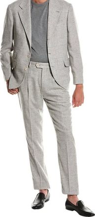Brunello Cucinelli Pearl Plaid Tailored Suit, Brand Size 50 (US Size 40)