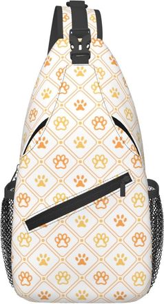 Generic Cat Paw Footprint Line Dot Yellow Sling Bag Anti Theft Cross Body Bag With Zipper Daypack For Camping Workout Women