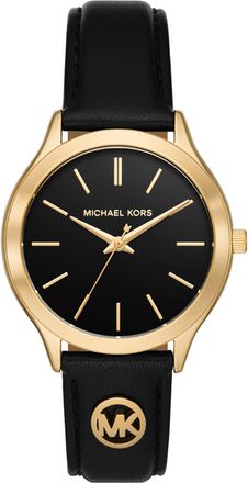 Michael Kors Womens Slim Runway Black Dial Watch