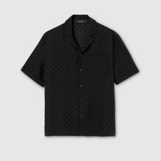 Gucci GG Silk Jacquard Bowling Shirt, Size 44, Black, Ready-to-wear