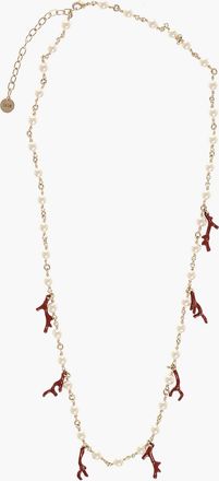 Dior Collana in Ottone con Perle e Dettagli in Corallo Dior