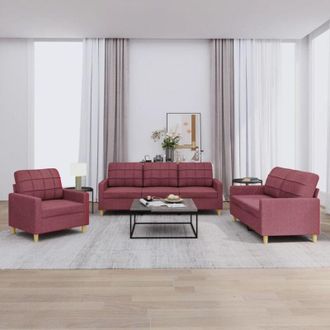 vidaXL Furniture Limited - Juego De Sof&aacute;s Con Cojines 3 Piezas Tela Rojo