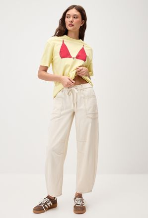 Twik Womens Cord waist barrel jean