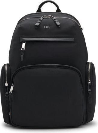 BOSS Backpack with leather trims and two-way zip