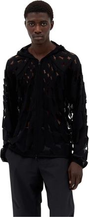 Post Archive Faction (PAF) Hoodie met uitsparingen - Heren - Vesten met rits - Zwart - L - Nylon - Hoodies & sweatvesten