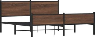 vidaXL Vidaxl - Estructura De Cama Sin Colch&oacute;n Metal Roble Marr&oacute;n 183x213 Cm