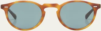 Oliver Peoples Gregory Peck Round Plastic Sunglasses, Brown/Tortoise