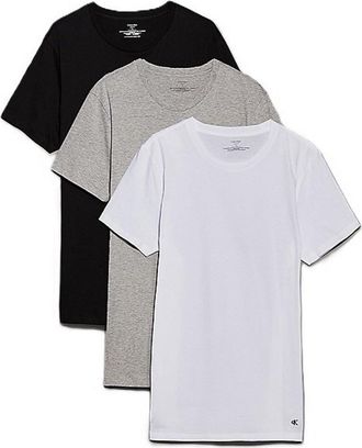 Calvin Klein Mens 3 Pack Short Sleeve Cotton T-Shirts, Multicolor (Black, White, Grey Heather), XXL