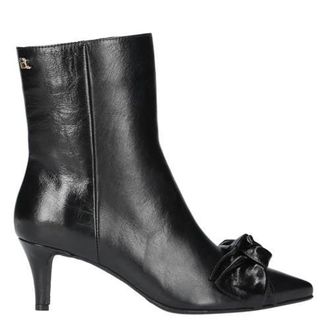 Babouche Lifestyle leren enkellaarzen met strikje zwart