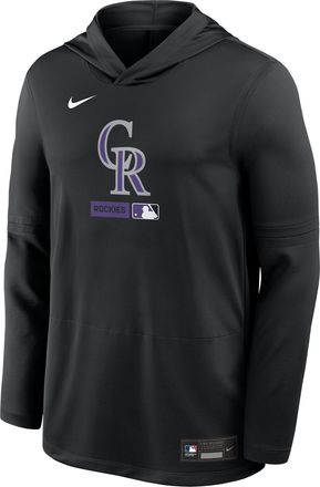 Nike Colorado Rockies Authentic Collection Nike Mens Dri-FIT MLB Long-Sleeve Hooded Top in Black | 03B900ADNV-S9Q