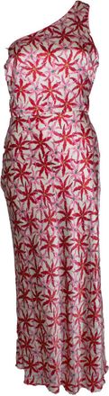 Saloni one shoulder printed silk satin midi dress