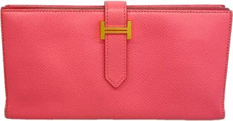 Herm&egrave;s Rose Azalee Epsom Leather Leather Long Wallet (Bi-Fold) (Pre-Owned)