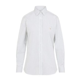 Moschino Shirts, female, White, Size: XS Fantasia Bianco Striped Shirt