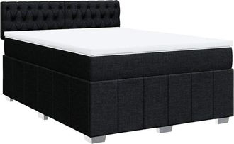 vidaXL Cama Box Spring Con Colch&oacute;n Tela Negro 140x200 Cm Vidaxl