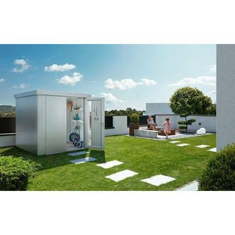 BIOHORT Caseta Metalica Biohort Jardin Neo 4c Doble Puerta Color Plata Metalica