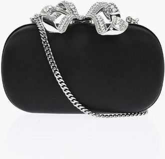 Self Portrait Satin BOW Rigid Clutch with Rhinestones size Unica