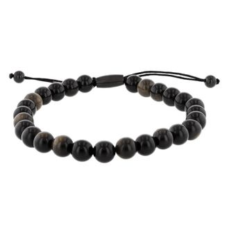 Robert Alton Mens Obsidian Bead Bolo Bracelet