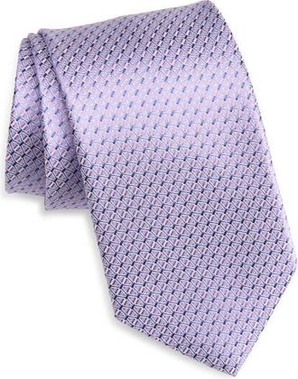 David Donahue Geometric Jacquard Silk Tie in Purple at Nordstrom