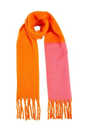 Yumi Pink And Orange Colour Block Scarf One Size Pink