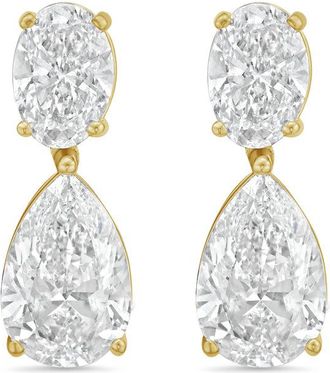 Diana M. Jewels 14KW YG 12.00 Ct TW of Lab grown oval and pear shape diamond drop earrings