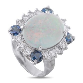 Luxury Bazaar 14K White Gold 1.40ct Diamond and Opal Ring MF20-050126