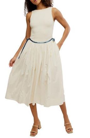 Free People Nightingale Smocked Bodice Midi Sundress in Tea Navy Combo at Nordstrom Rack, Size X-Small