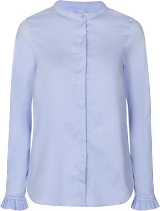 Mos Mosh Lichtblauwe Mattie Shirt met Voorknoopsluiting - Dames - Overhemden - Blauw - XL - Katoen - Overhemden