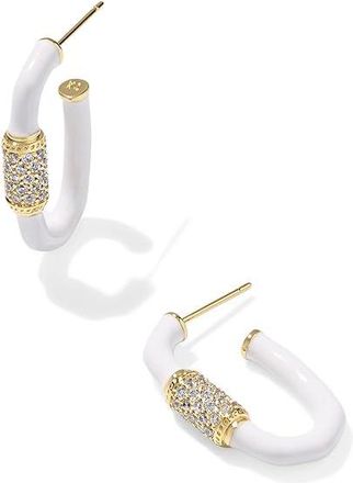 Kendra Scott Emery Enamel Hoop Womens Earrings Earring White Cz, Brass/Rhodium-Plated