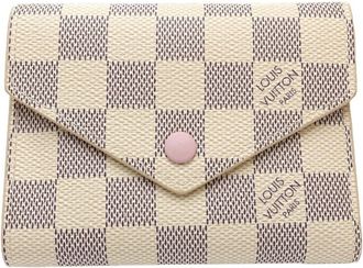 Louis Vuitton Damier Azur Rose Ballerine White Damier Canvas Wallet (Tri-Fold) (Pre-Owned)