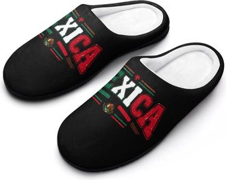 Generic Mexican Flag Mens Slippers Comfortable And Non-slip Cotton Slipper Shoe for House