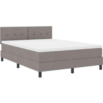 vidaXL Cama Tipo Box Spring Con Tiras Led Taup&eacute; 140 X 190 Cm Tela Vidaxl