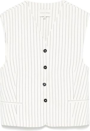 Loulou Studio Vests, female, White, Size: XS White V-Neck Waistcoat with Pockets