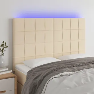 vidaXL Cabecero Con Luces Led Tela Crema 144x5x118/128 Cm Vidaxl