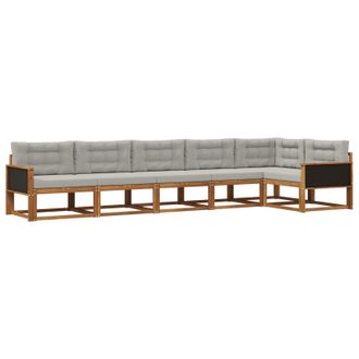 vidaXL Conjunto De Sof&aacute;s De Exterior 6 Pcs Natural Y Gris Claro Vidaxl